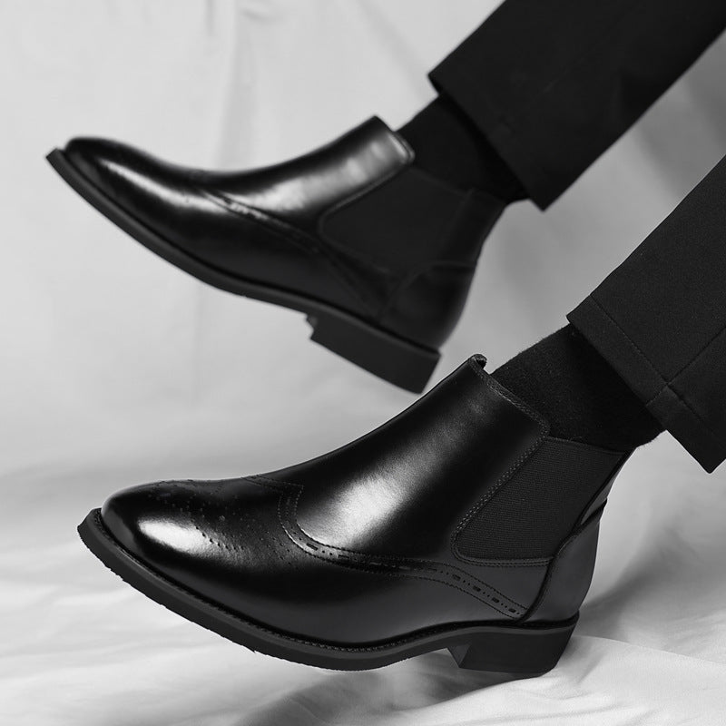 Men's Chelsea Boots in Vintage Brogue Style