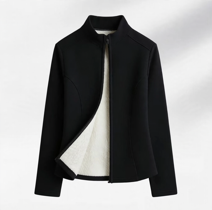 Padded yoga jacket with zipper and tailoring