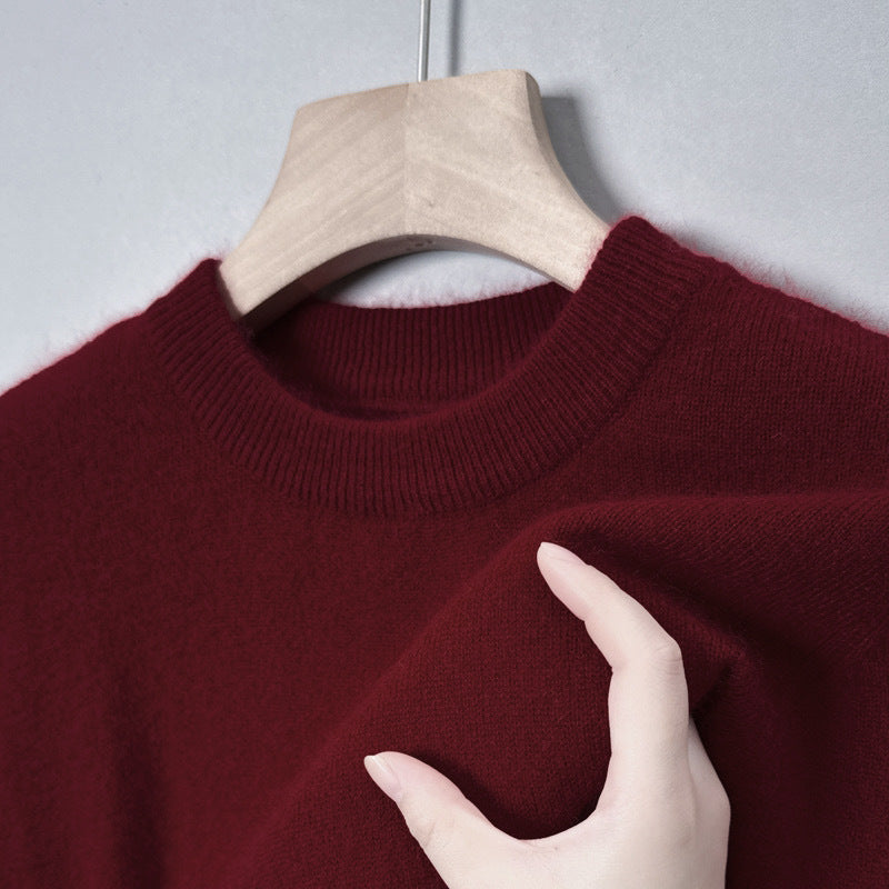 Men's knit sweater with stand-up collar, long-sleeved