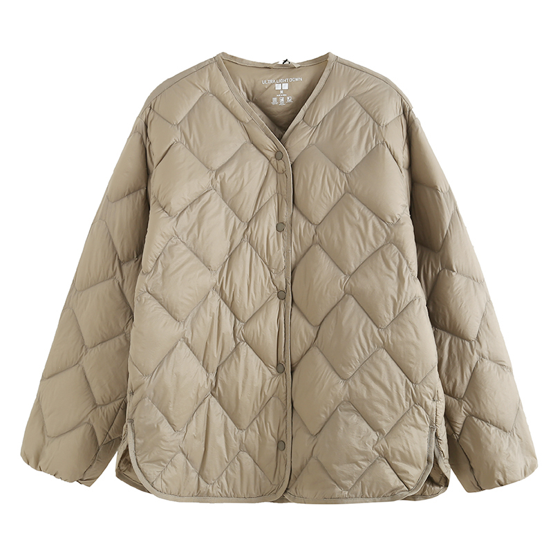 Light down jacket with V-neck for women and men