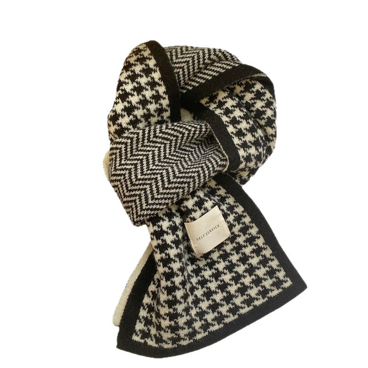 Houndstooth scarf, knitted, 50x50 cm