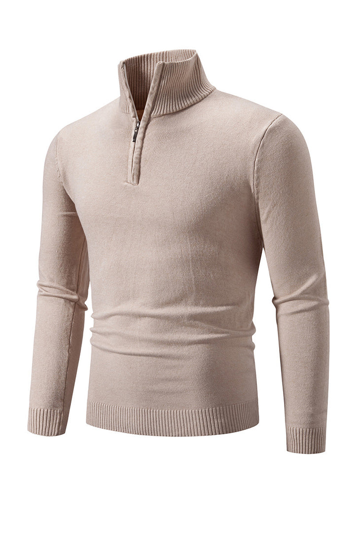 Men's knit sweater with half zipper