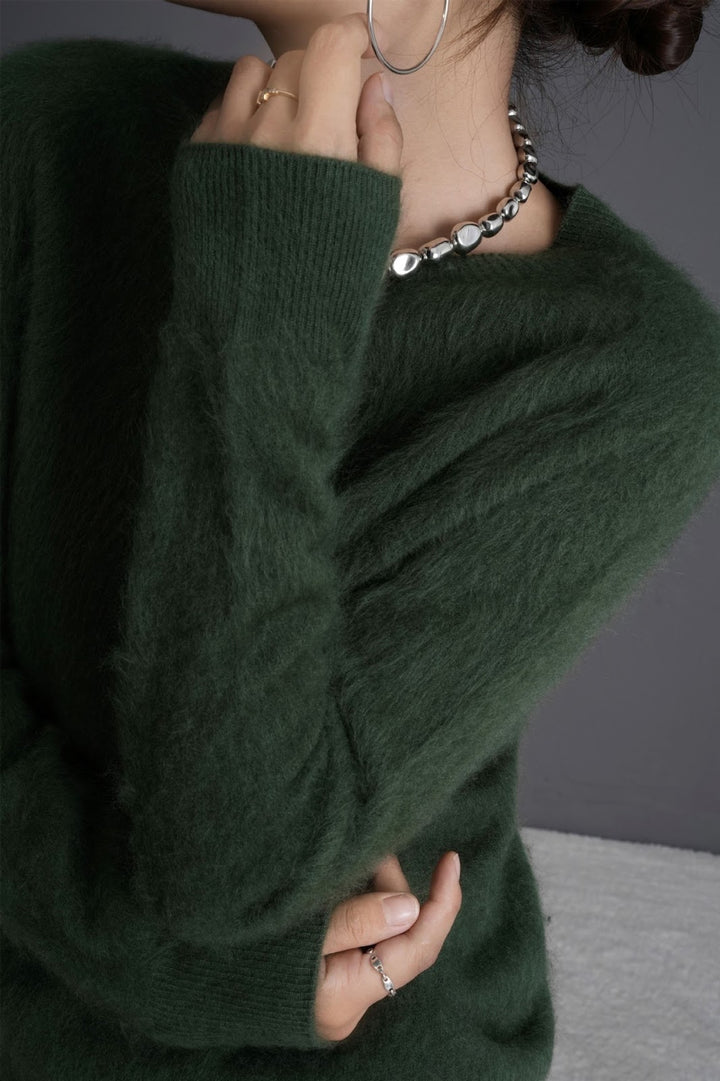 Women's wool sweater, cashmere blend, round neck