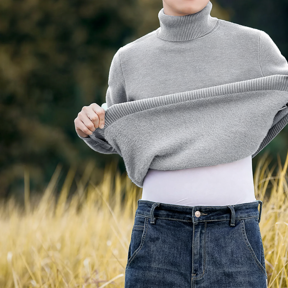 High-quality men's turtleneck sweater made of modal-wool blend