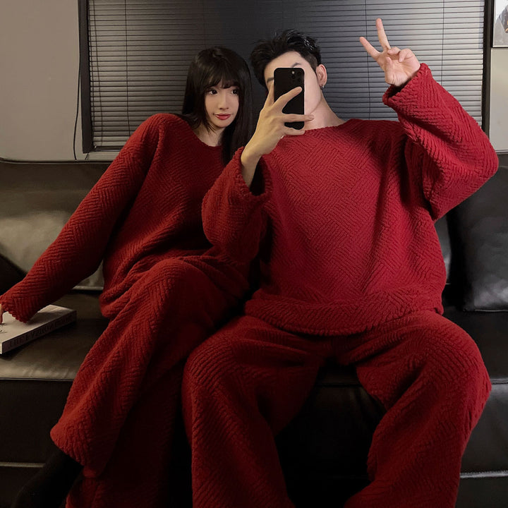 Warmer loungewear for couples, flannel, lined