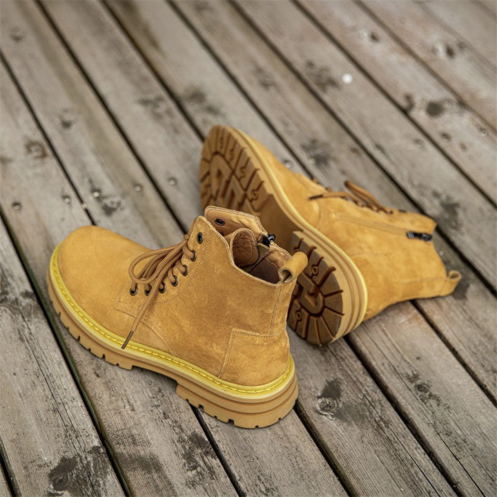 Men's boots, leather, side zipper