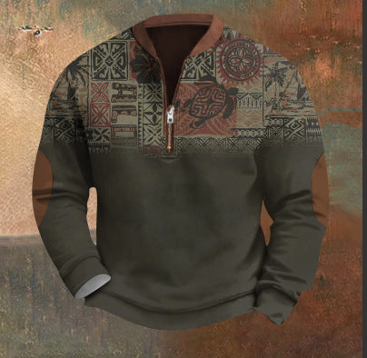 Men's sweatshirt with zipper and 3D print
