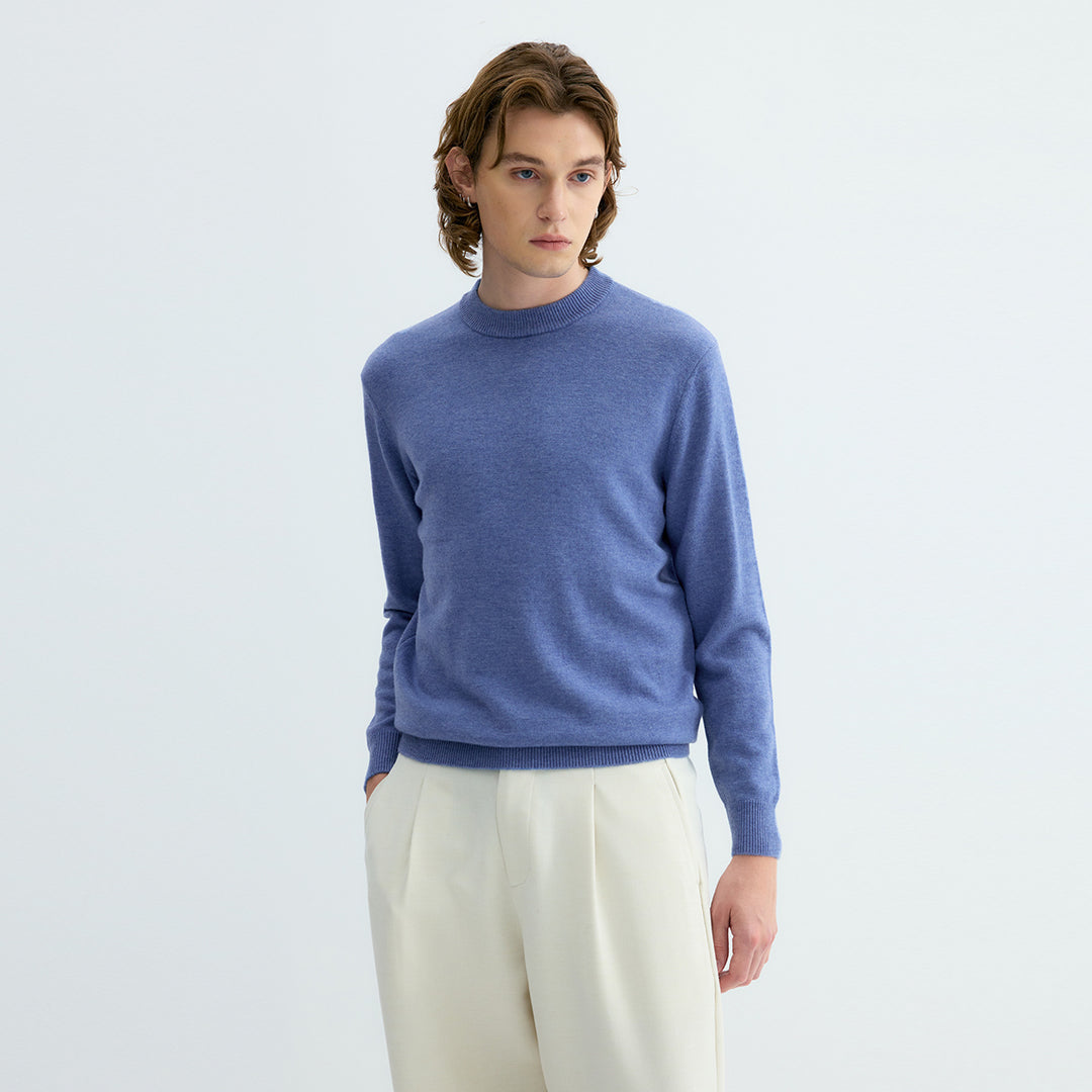 Men's sweater made from 100% sheep wool, stand-up collar