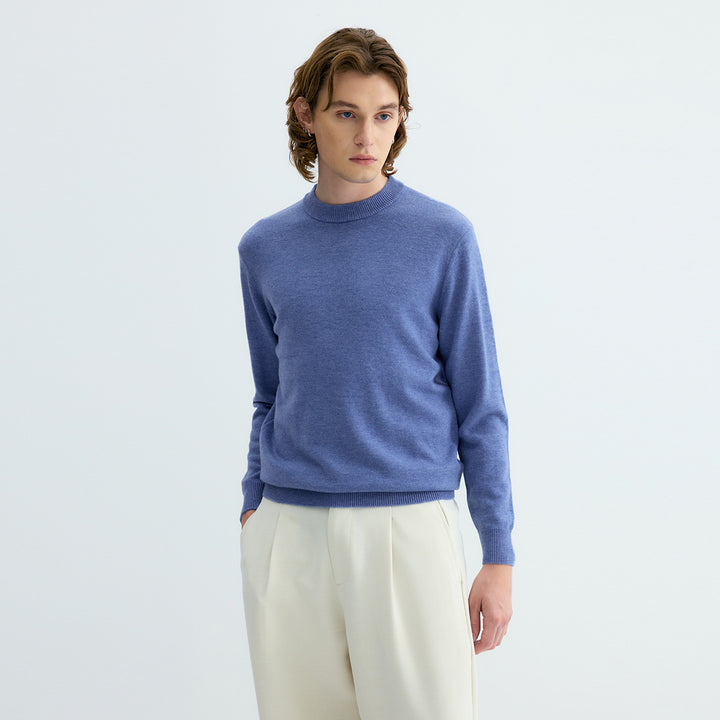 Men's sweater made from 100% sheep wool, stand-up collar
