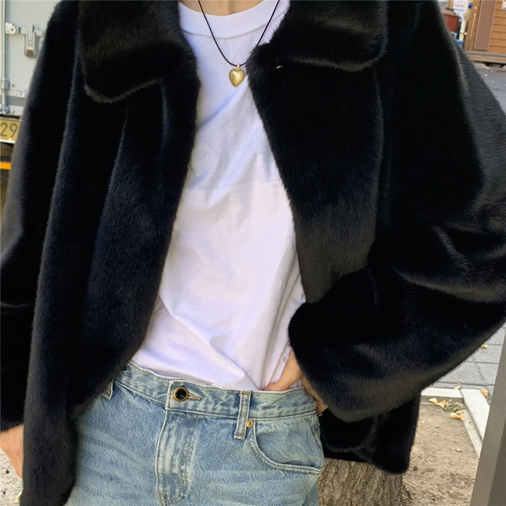 Korean style faux fur coat