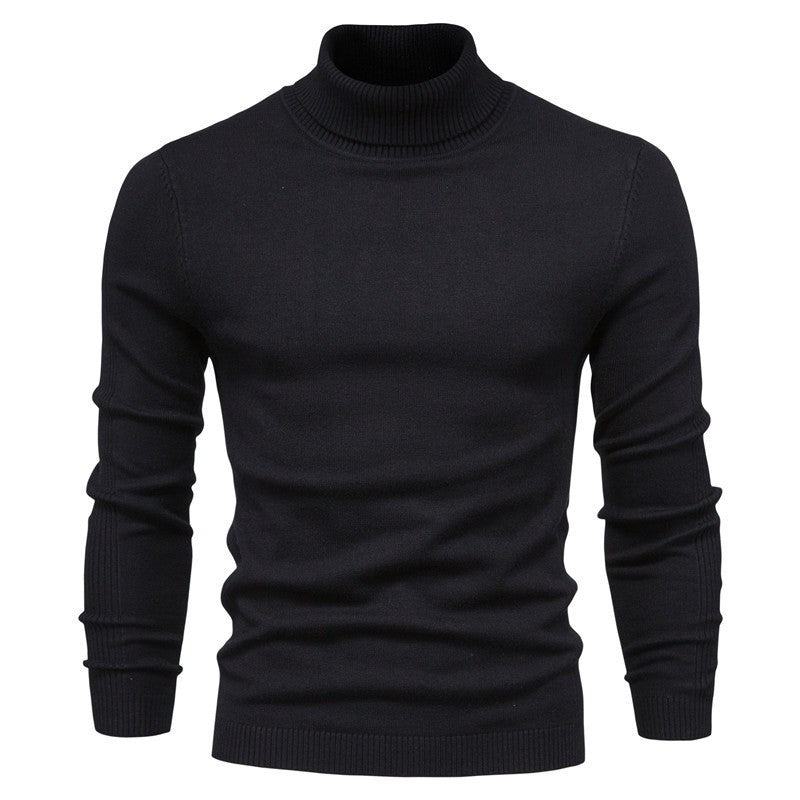 Men's turtleneck sweater, solid color, casual
