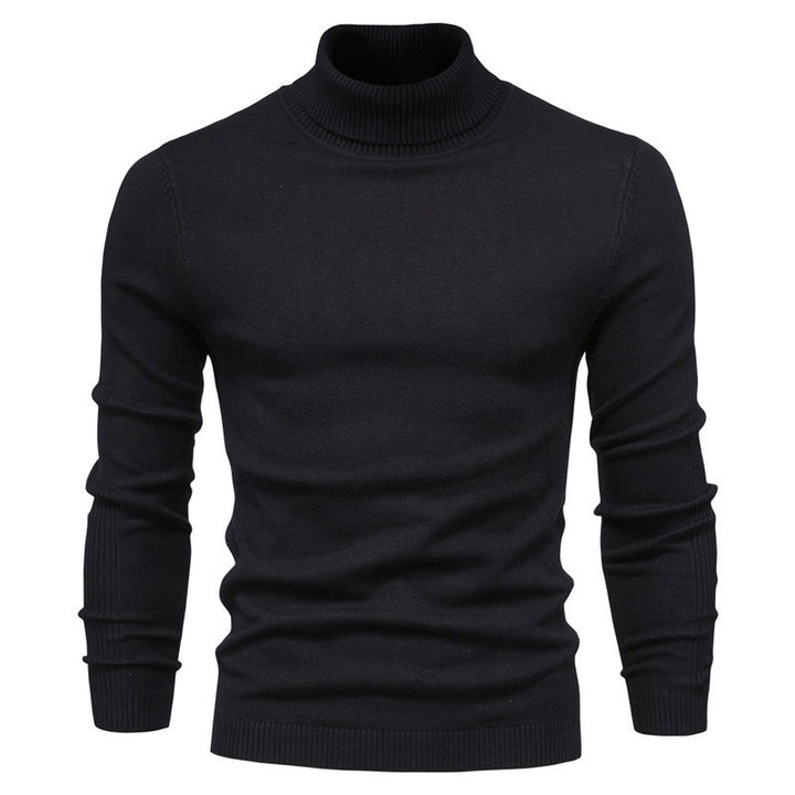 Men's turtleneck sweater, solid color, casual