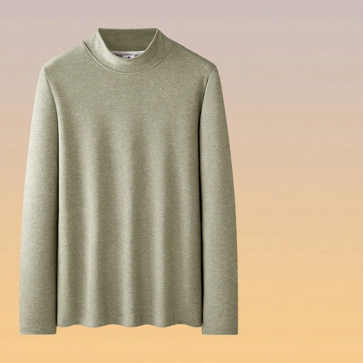 Men's long-sleeve shirt, padded, with stand-up collar