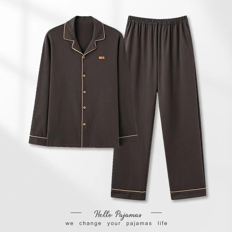Men's pajamas made of pure cotton, long-sleeved