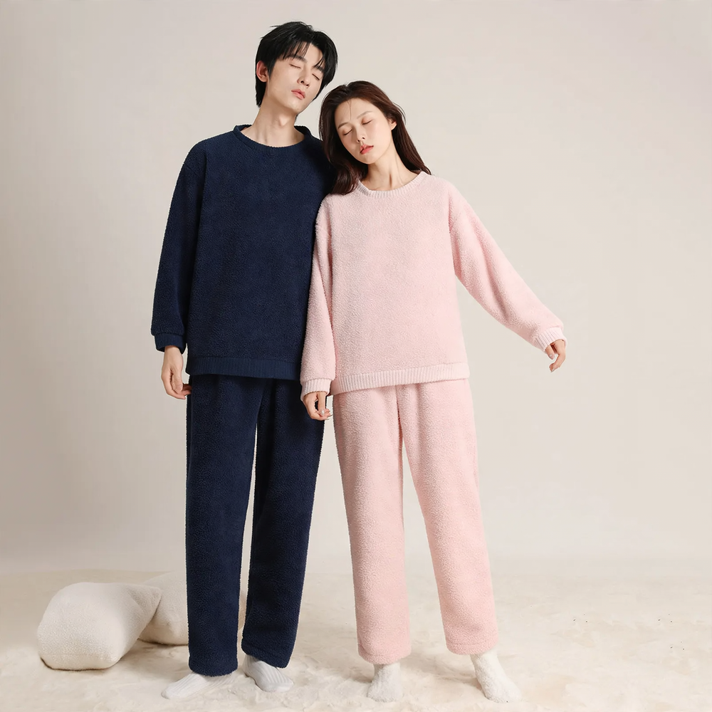 Cozy lounge set for couples, round neck