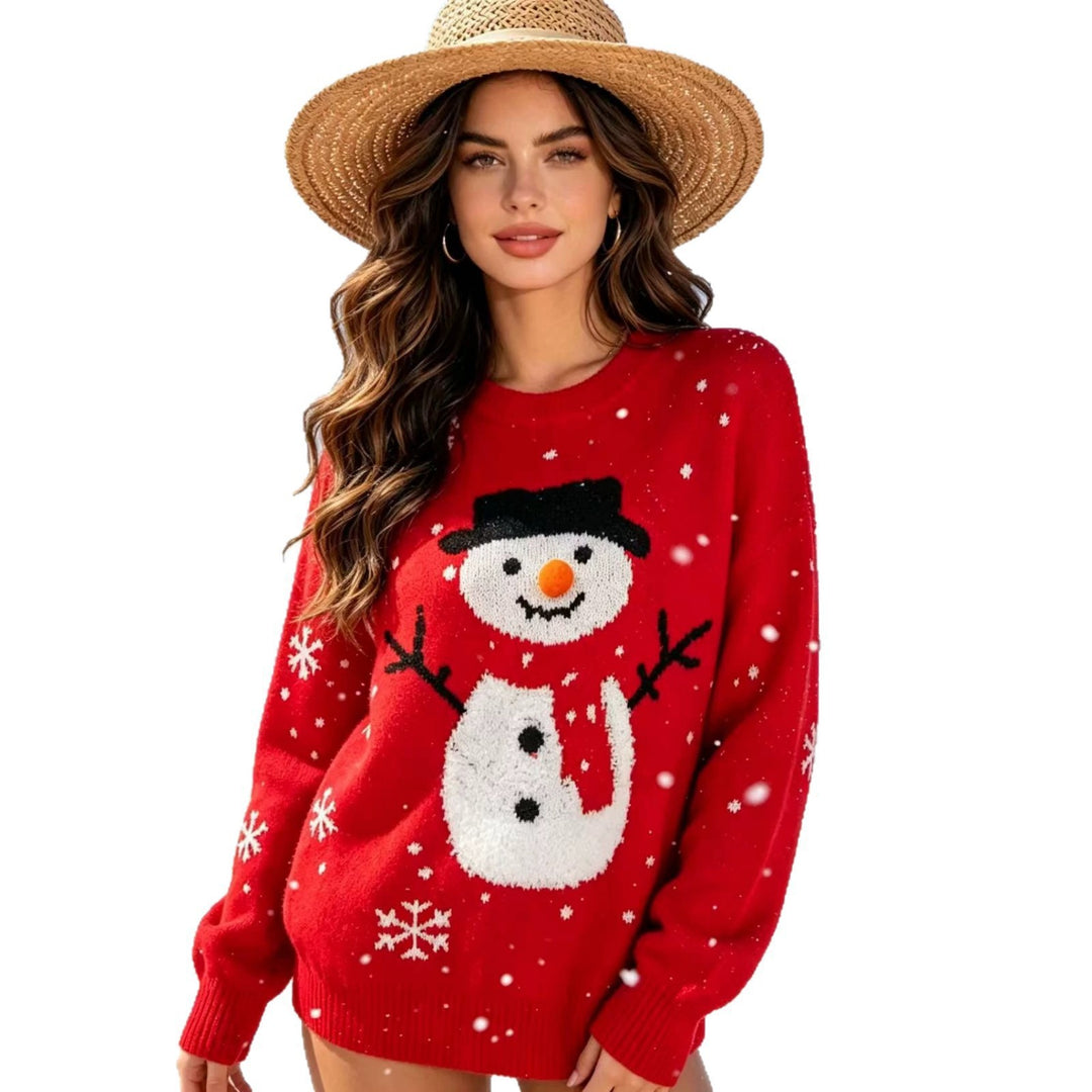 Women's Christmas sweater with snowman motif