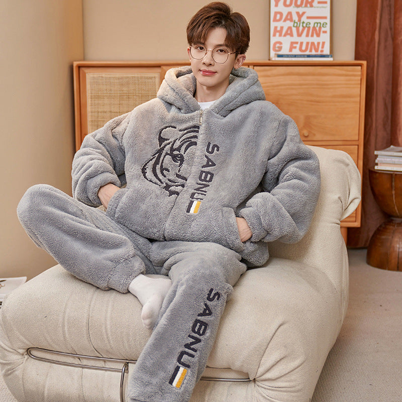 Warmer men's pajamas made of flannel, lined