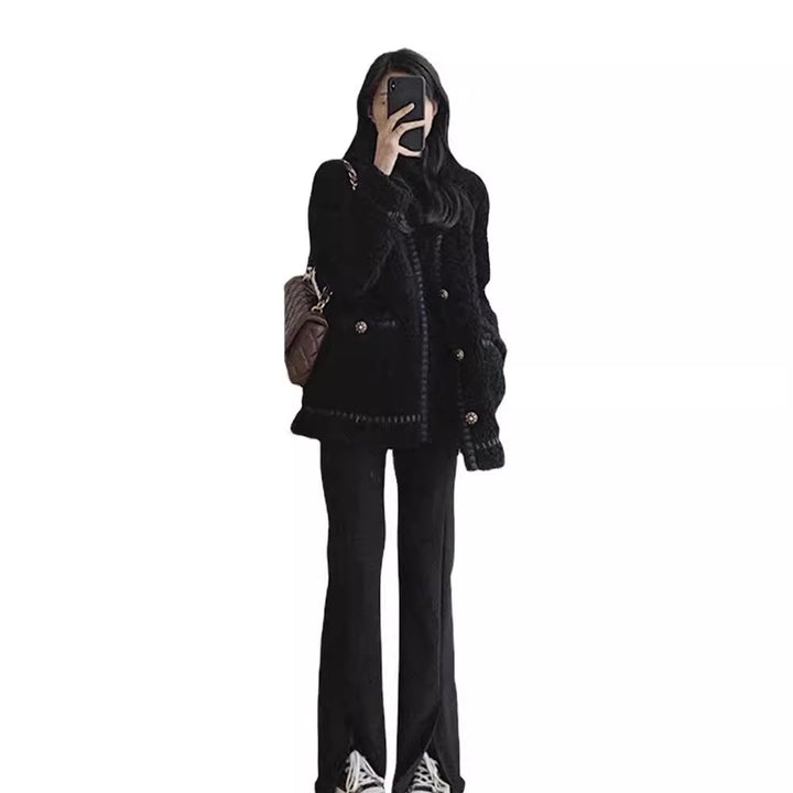 Sheepskin imitation coat, loose fit, padded