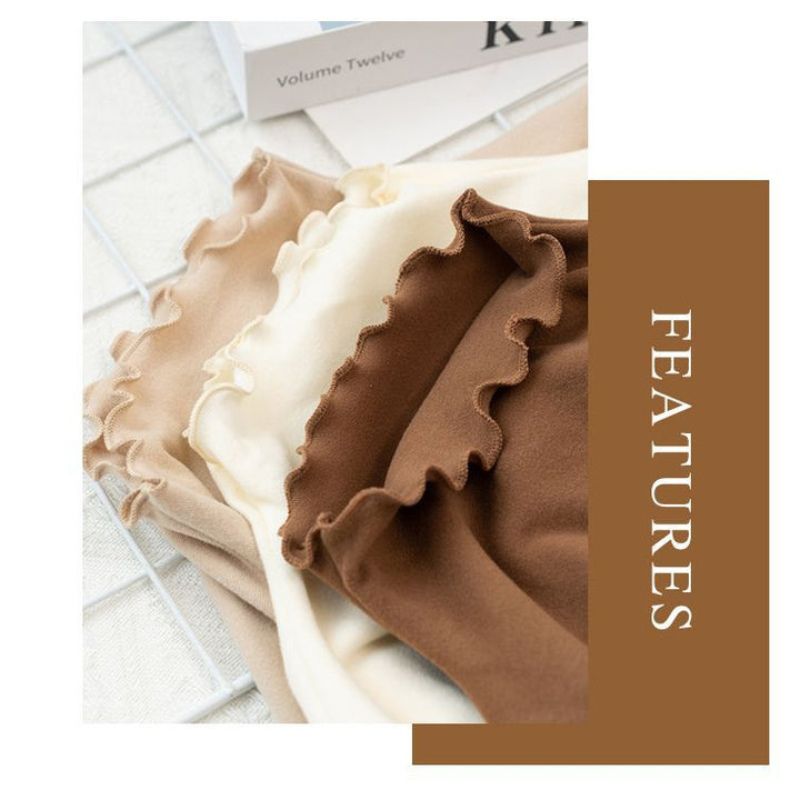 Ladies' Long Sleeve Shirt with Stand Collar and Ruffle Edge
