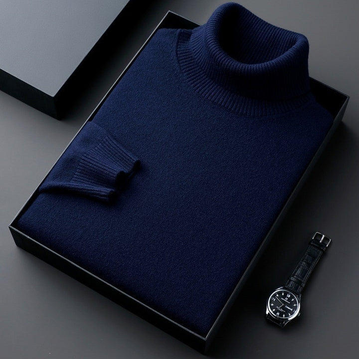 Men's turtleneck sweater, solid color, thick and loose