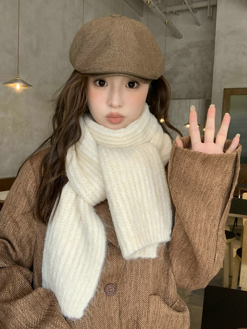Soft Alpaca wool scarf, solid color, thick and versatile