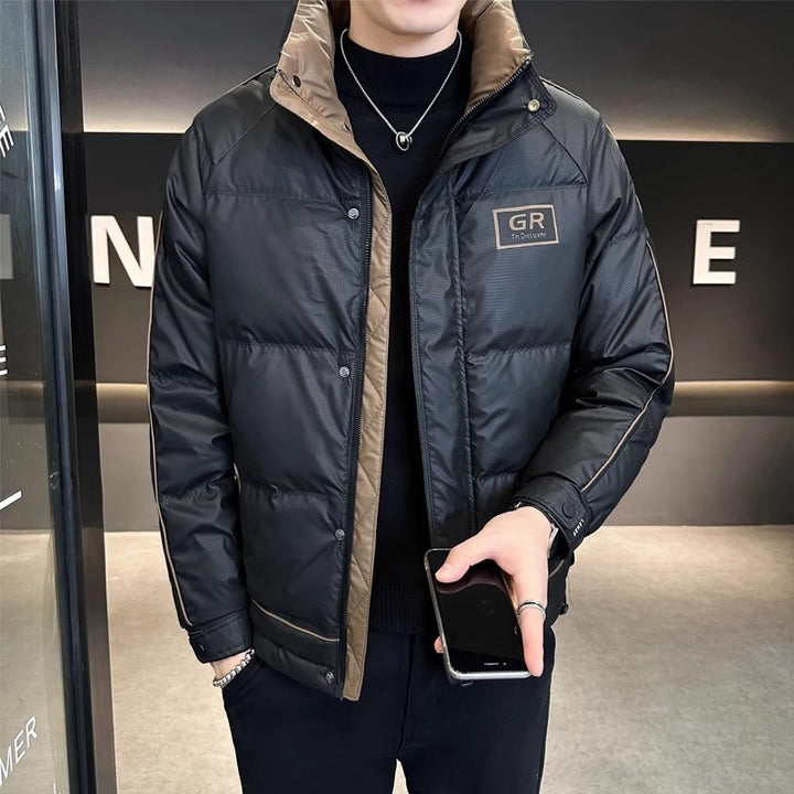 Solid color men's down jacket, lined