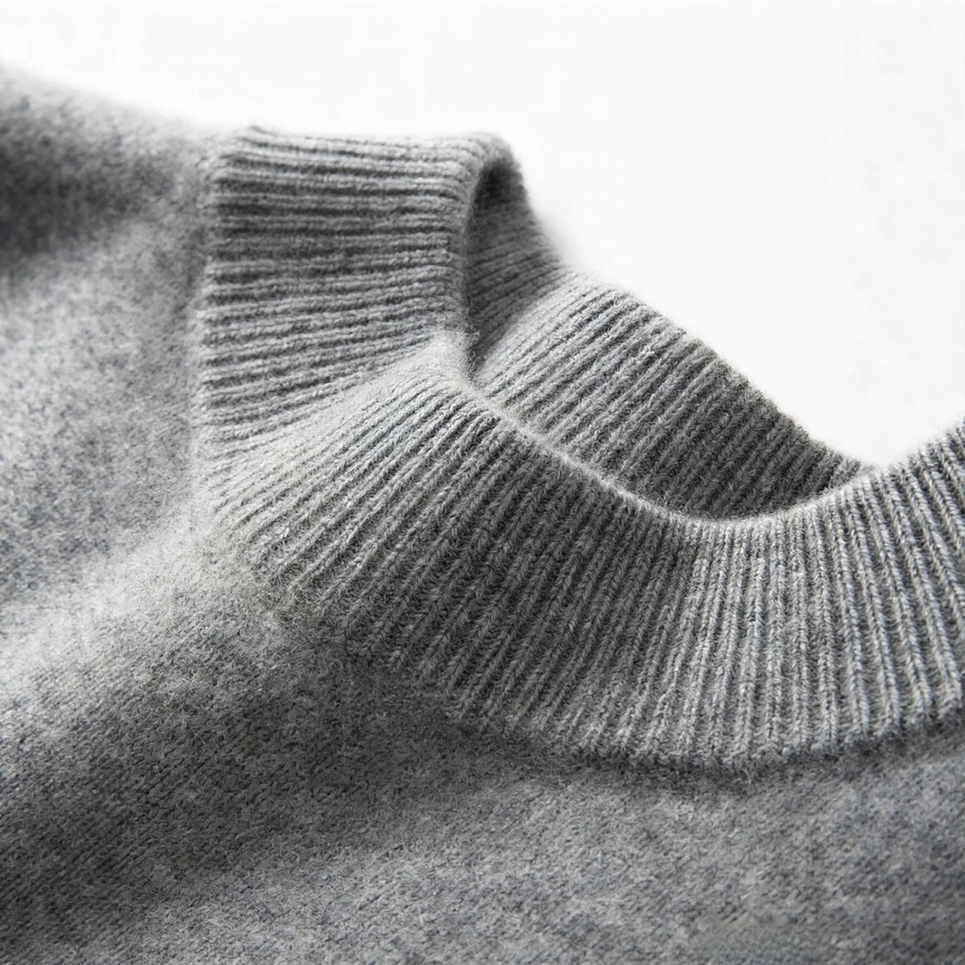 Men's cashmere sweater, stand-up collar, solid color