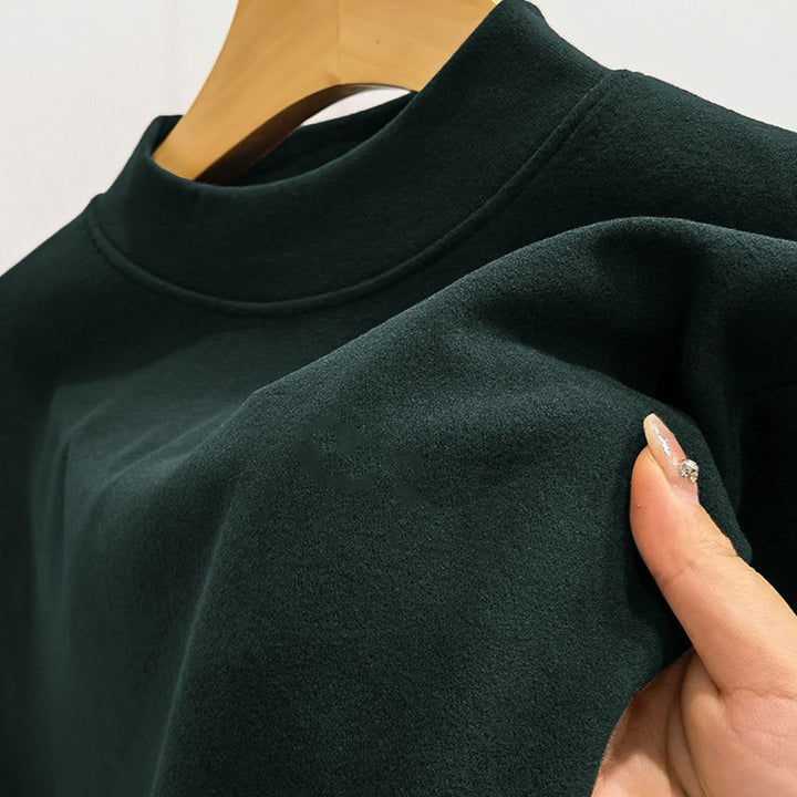 Men's long sleeve shirt with stand-up collar, lined