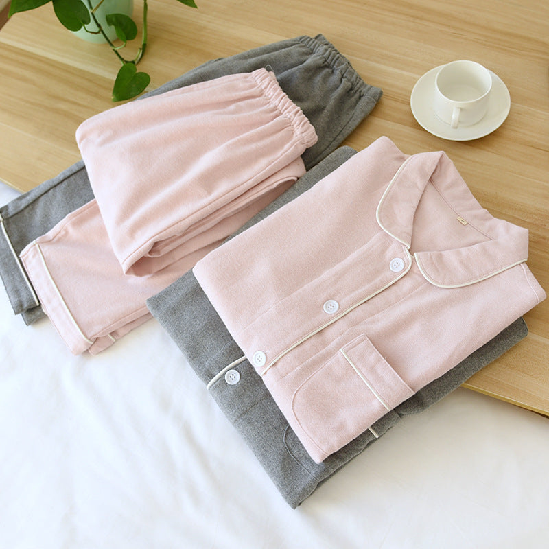 Fluffy cotton pajamas for couples, long-sleeved