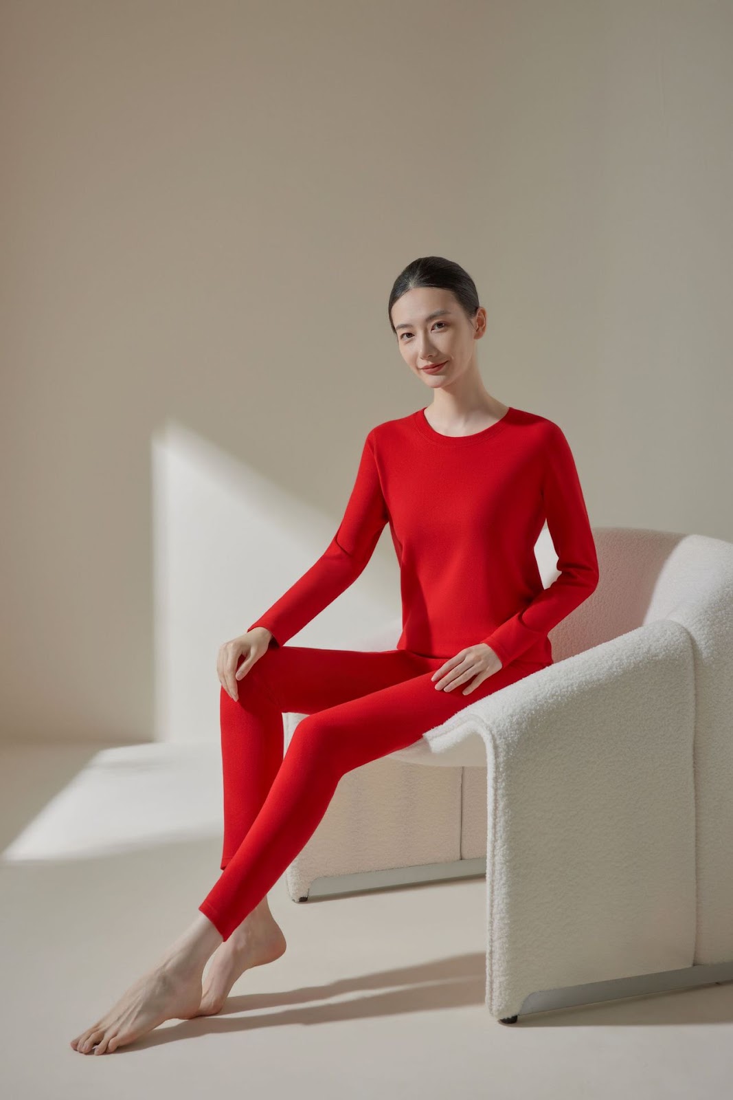 Thermo set with down inserts, warming, elastic