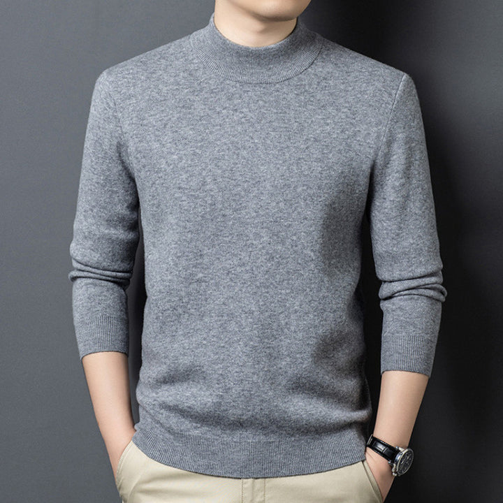 Fine-knit sweater with standing collar