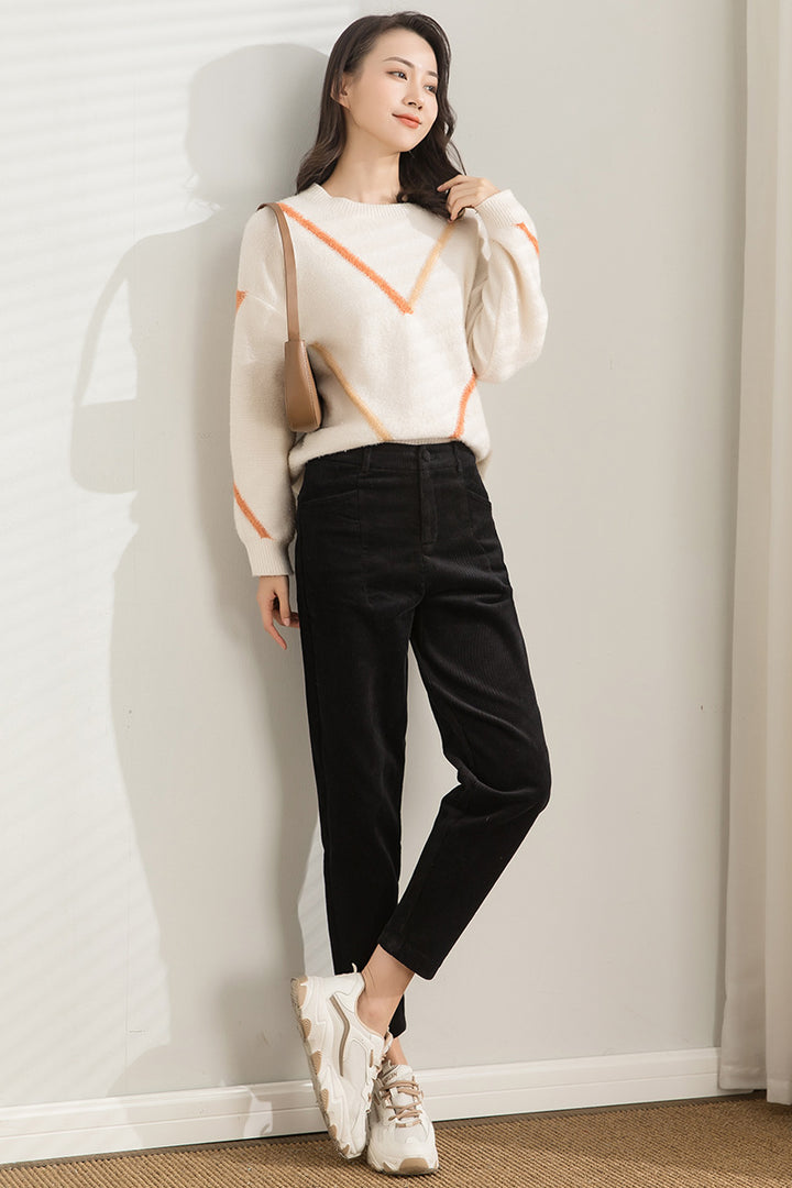 Loose-fitted cord harembottoms