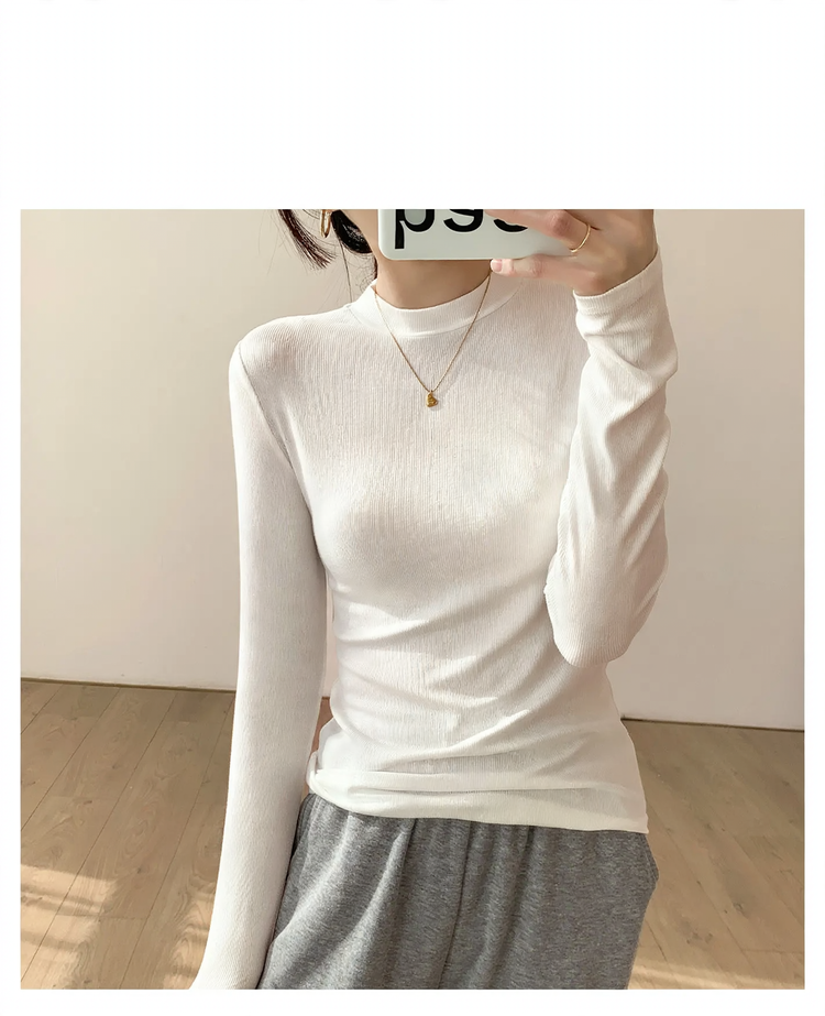 Women's knit shirt with stand-up collar