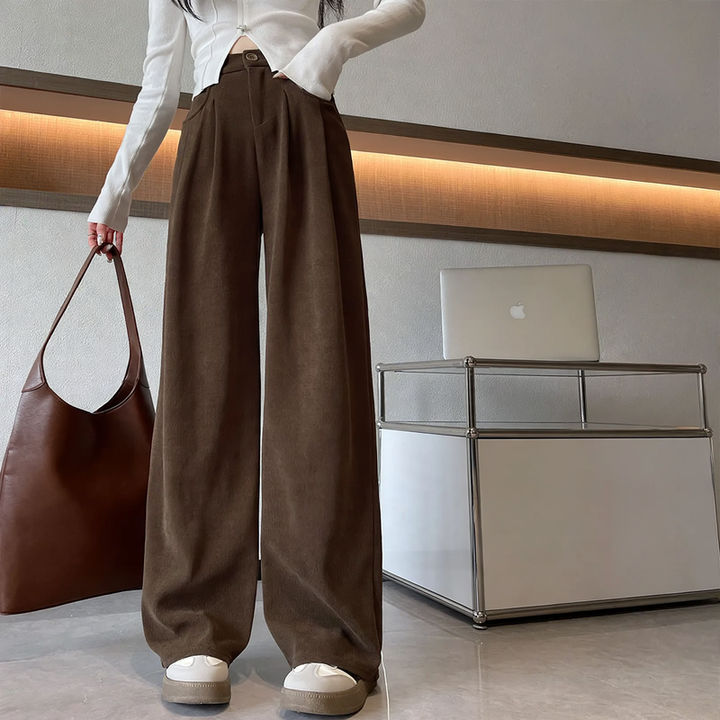 Women’s corduroy trousers, straight cut, lined, for autumn/spring