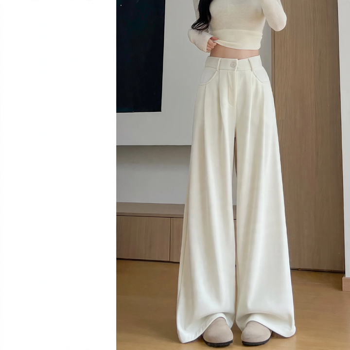 Women's corduroy suit pants with wide leg