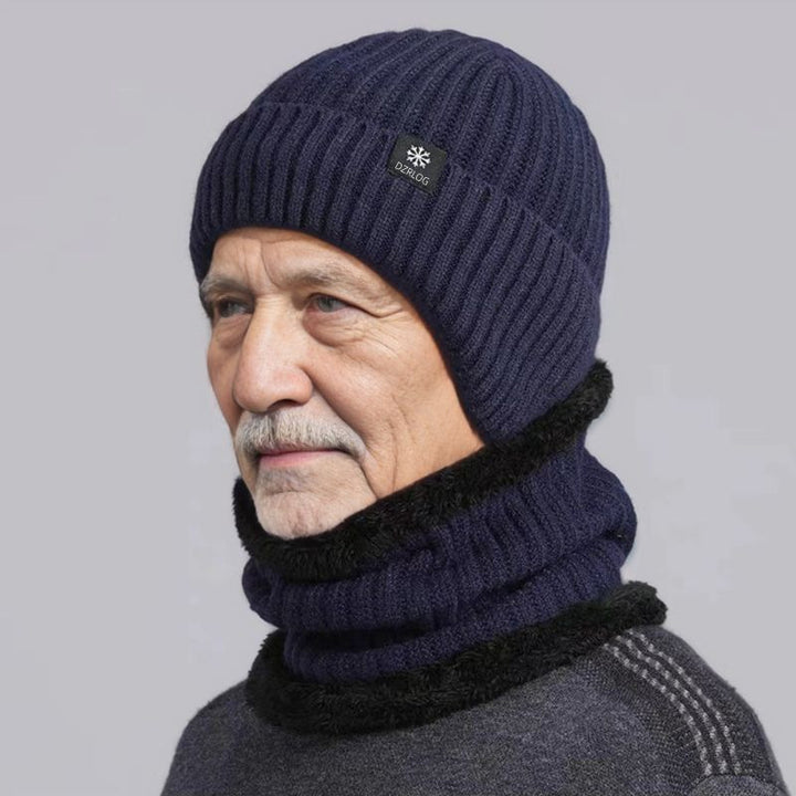 Winter knit hat and scarf set for men