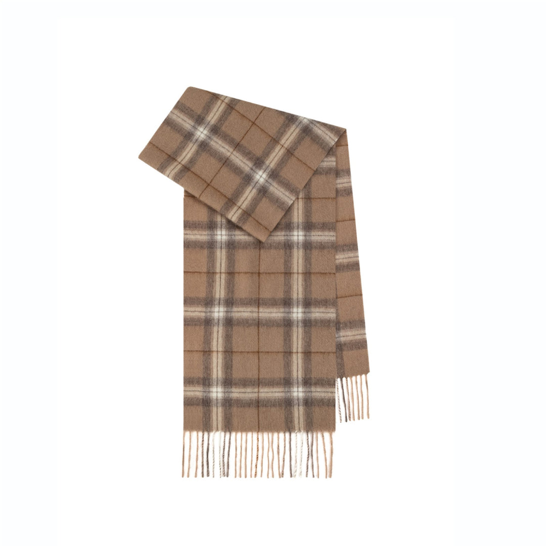 British wool scarf with fringes, checkered