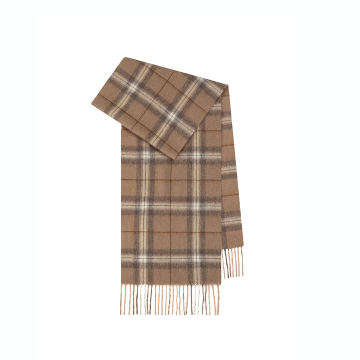 British wool scarf with fringes, checkered