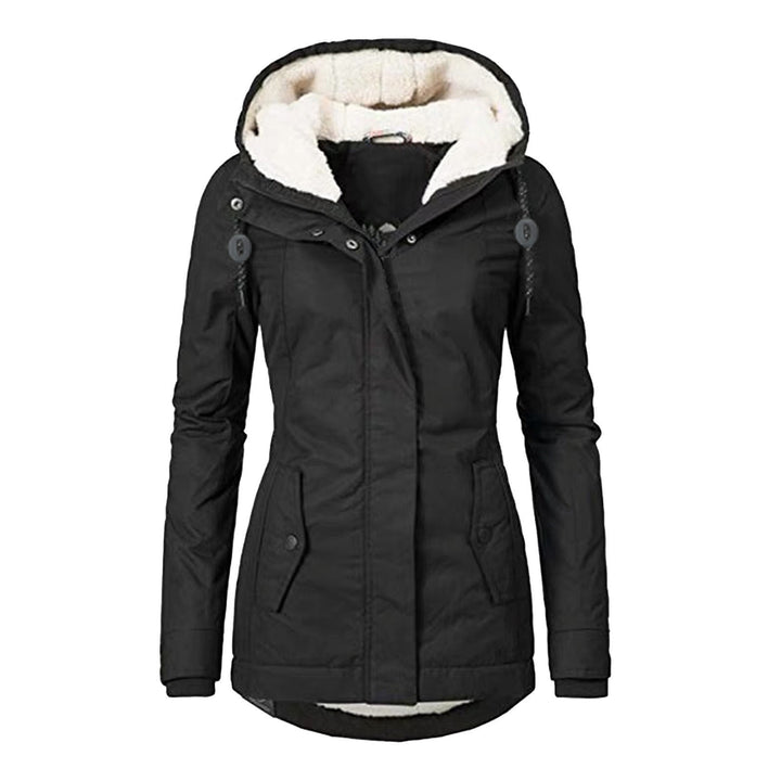 Fleece-lined parka with lambskin imitation