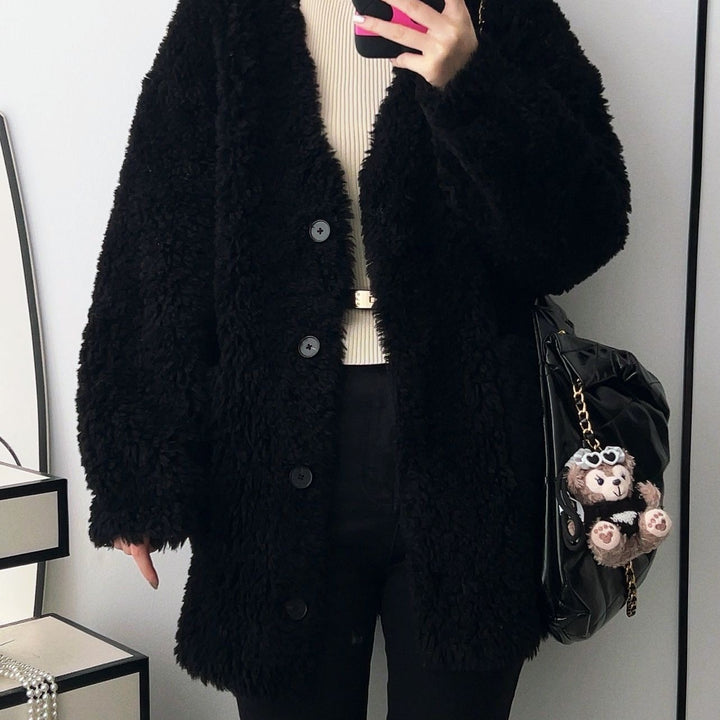 Women's faux sheepskin coat, lined