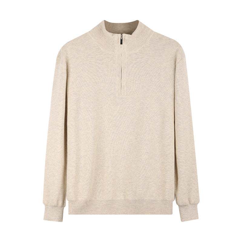 Men's wool sweater with stand-up collar and zipper