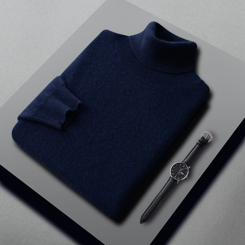 Men's Cashmere Sweater, High Collar, Business Casual