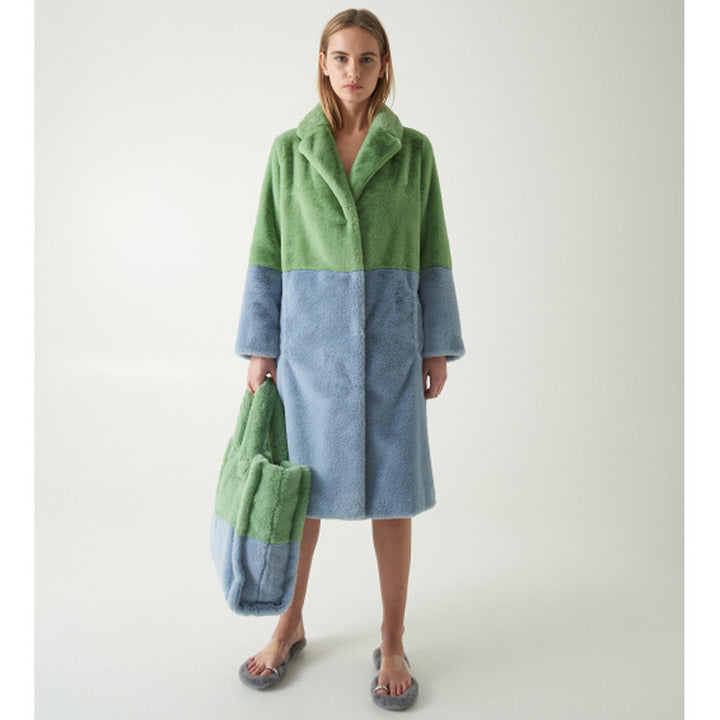 Mid-length Lambskin coat with color accents