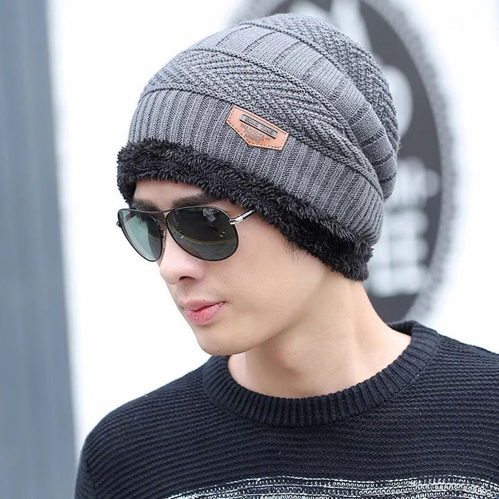 Winter Set: Padded knitted hat with ear protection and scarf