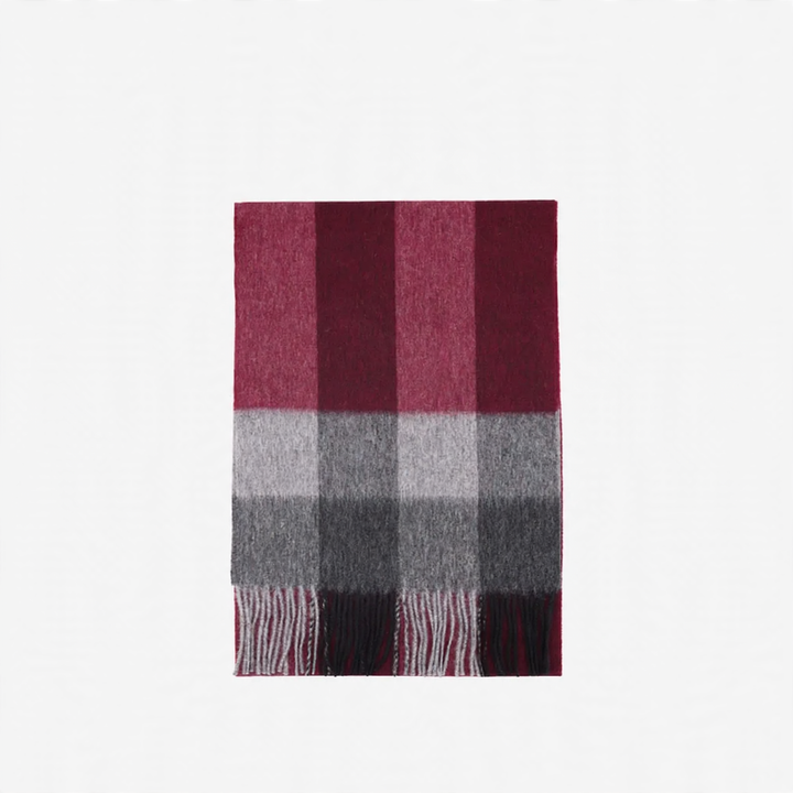 British wool scarf with fringes, checkered
