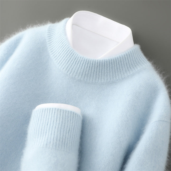 Men's wool sweater with stand-up collar