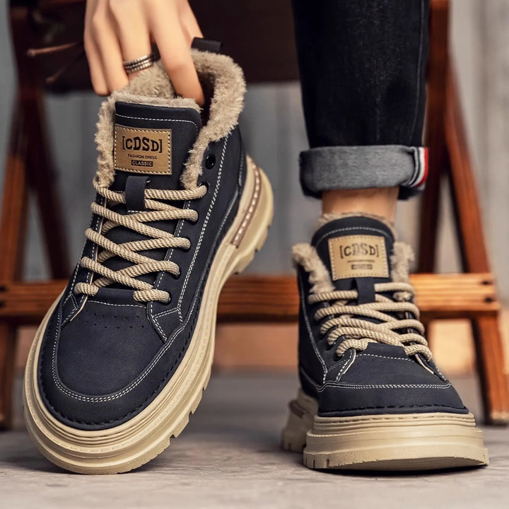 Padded men's boots, high-top, winter