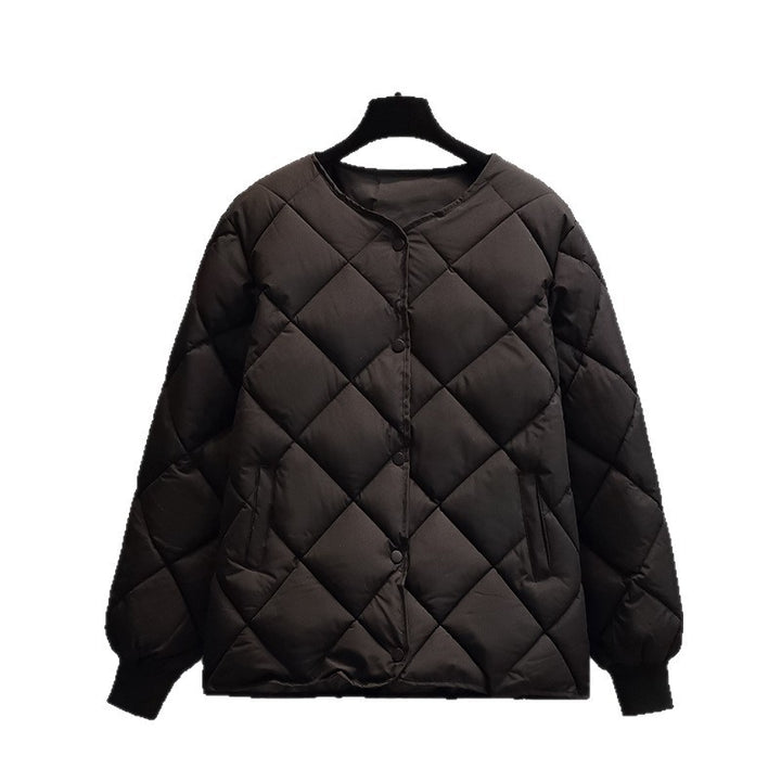 Women's quilted jacket, short, diamond pattern