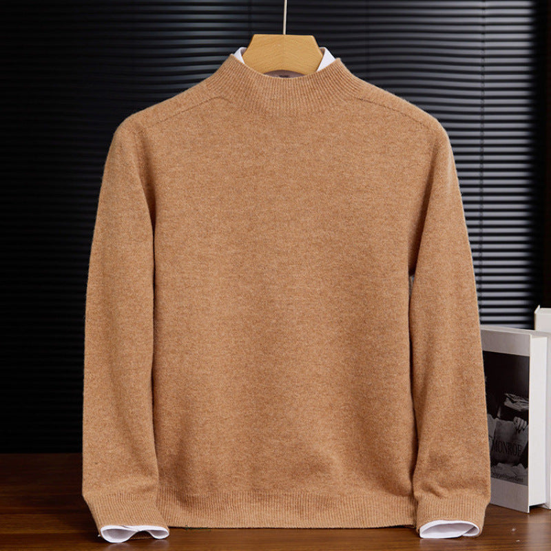 Men's wool sweater, stand-up collar