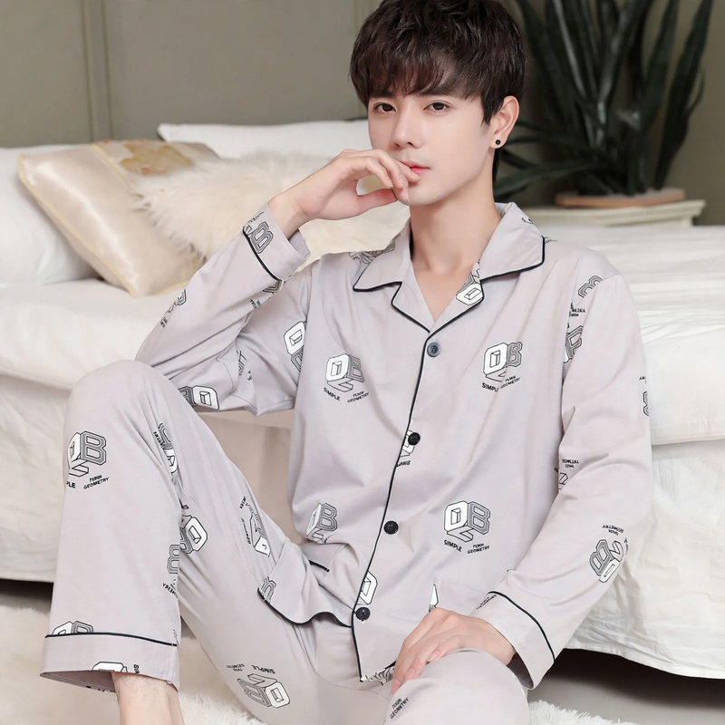 Men's Pajama Set, 100% Cotton, Long Sleeve